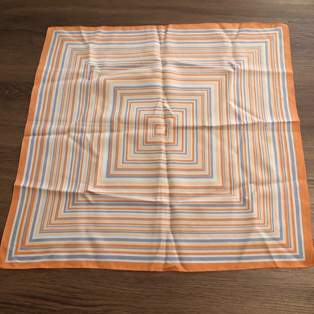 Vintage silk scarf, tangerine, melon and gray